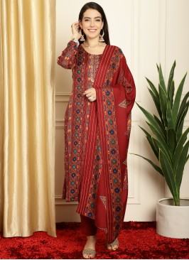 Cherubic Pashmina Maroon Trendy Suit