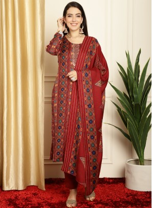 Cherubic Pashmina Maroon Trendy Suit