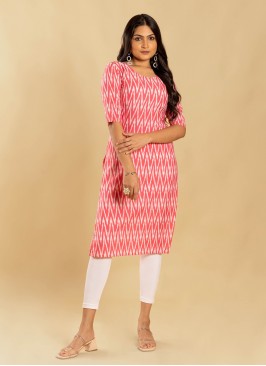 Cherubic Pure Crepe Printed Pink Casual Kurti