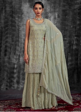 Chic Georgette Thread Sea Green Pakistani Salwar Kameez