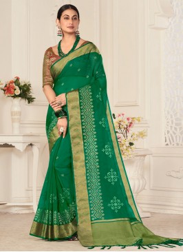 Chic Organza Green Contemporary Saree