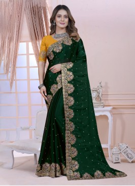 Chic Zari Green Contemporary Saree