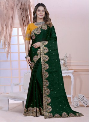 Chic Zari Green Contemporary Saree