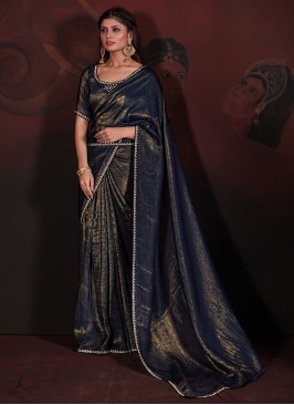 Chiffon Blue Contemporary Saree