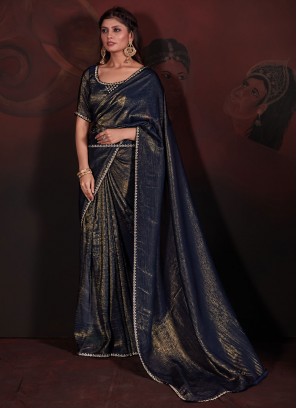 Chiffon Blue Contemporary Saree