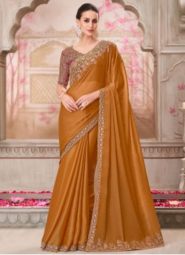 Chiffon Designer Saree in Rust
