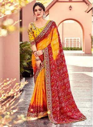 Chiffon Multi Colour Designer Trendy Saree