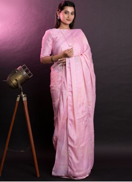 Chiffon Pink Contemporary Style Saree