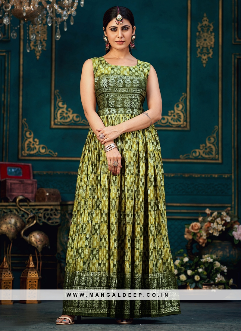Chinon Floor Length Gown in Green