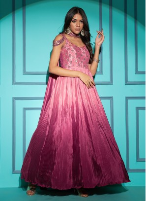 Chinon Floor Length Gown in Pink