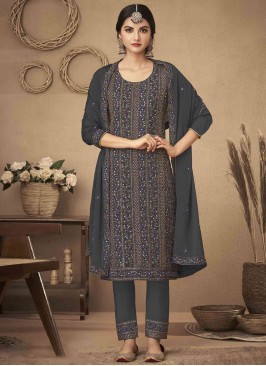 Chinon Grey Designer Salwar Suit