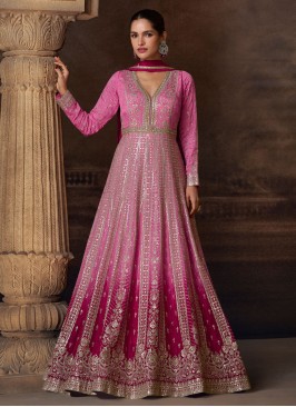 Chinon Mirror Floor Length Gown in Pink and Rani