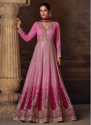 Chinon Mirror Floor Length Gown in Pink and Rani