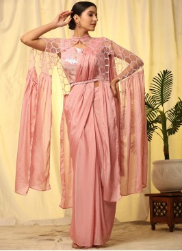 Chinon Rose Pink Contemporary Saree