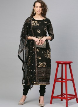 Churidar Salwar Kameez Printed Polyester in Multi Colour