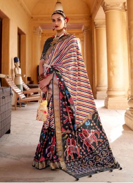 Classic Black Color Patola Silk Saree