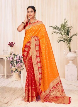 Classic Orange Color Silk Saree