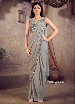 Classic Saree Border Shimmer in Grey