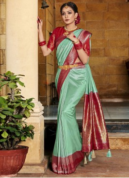 Classic Saree Fancy Silk in Aqua Blue