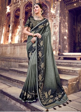 Classic Saree Khatli Work Banarasi Silk in Black
