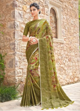 Classic Saree Printed Silk in Sea Green