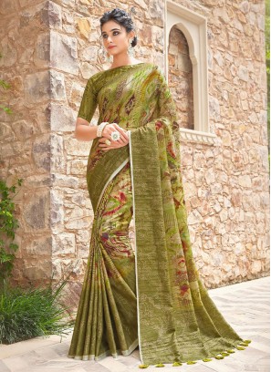 Classic Saree Printed Silk in Sea Green