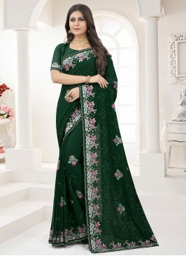 Classic Saree Resham Georgette in Green