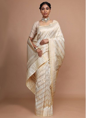 Classic Saree Woven Art Banarasi Silk in Cream