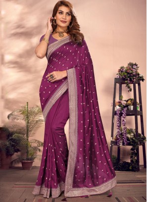 Classic Saree Zari Vichitra Silk in Wine