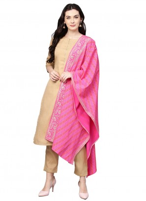 Classy Plain Poly Silk Beige Readymade Salwar Kameez