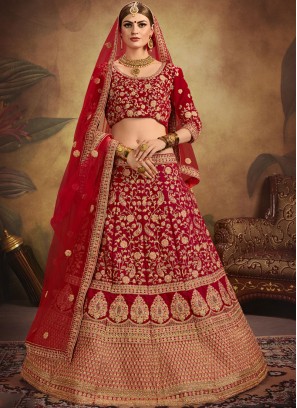 Classy Red Embroidered Designer Lehenga Choli