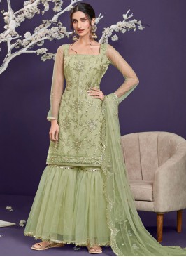 Classy Sequins Net Green Designer Pakistani Salwar Suit