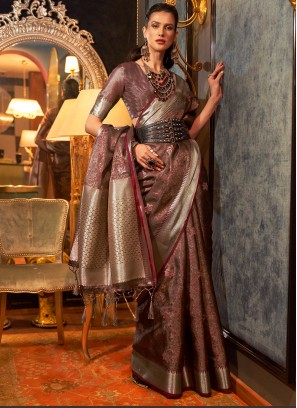 Classy Weaving Mehndi Designer Saree