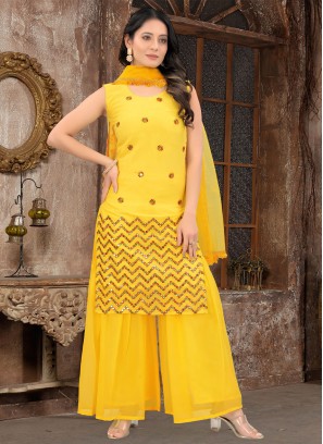 Classy Yellow Faux Georgette Salwar Suit