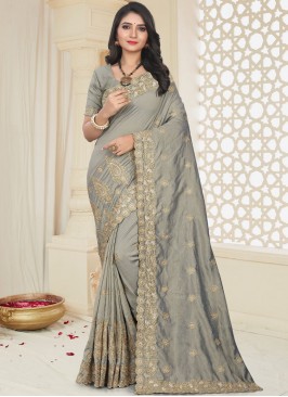 Compelling Art Silk Embroidered Designer Traditional Saree