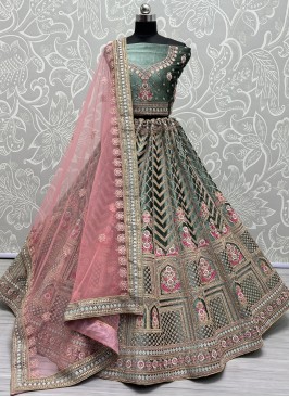 Compelling Dori Work Velvet Lehenga Choli