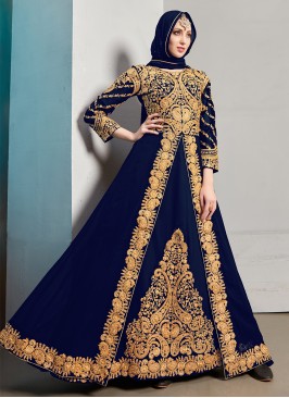 Compelling Embroidered Wedding Designer Floor Length Suit