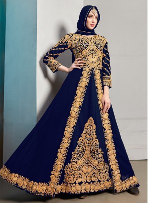 Compelling Embroidered Wedding Designer Floor Length Suit