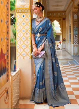 Compelling Foil Print Reception Designer Saree