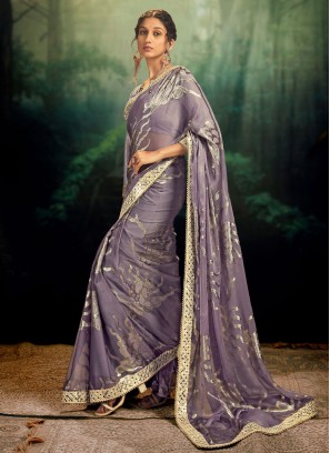 Compelling Jacquard Fancy Purple Trendy Saree