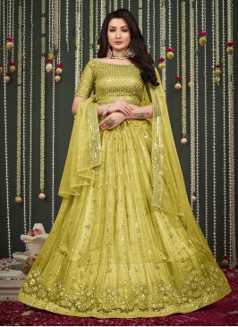 Compelling Net Embroidered A Line Lehenga Choli