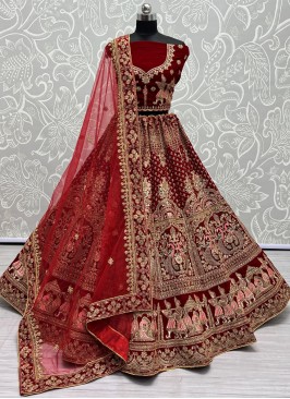 Compelling Velvet Designer Lehenga Choli