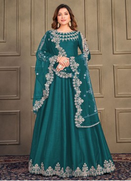 Competent Art Silk Embroidered Anarkali Salwar Kameez