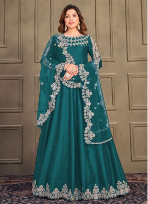 Competent Art Silk Embroidered Anarkali Salwar Kameez