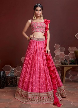 Competent Digital Print Pink Designer Lehenga Choli