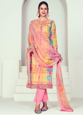 Competent Resham Thread Work Multi Colour Cotton Salwar Kameez