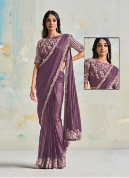 Competent Satin Silk Embroidered Designer Saree
