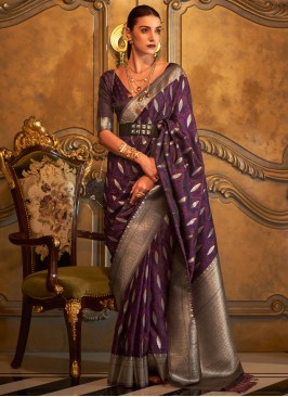 Competent Weaving Purple Contemporary Style Saree