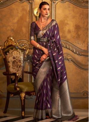 Competent Weaving Purple Contemporary Style Saree