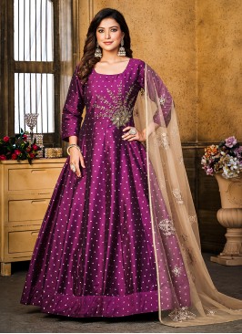 Congenial Handwork Tafeta Silk Readymade Gown